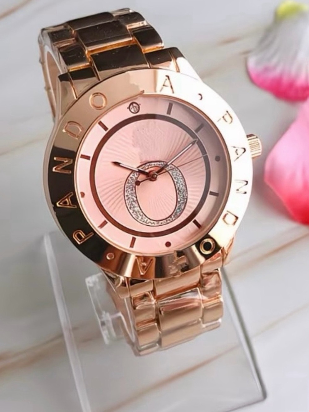 Macy's Rose Gold-Tone Women's Bracelet Watch with Pink Dial